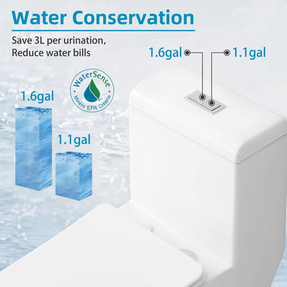 Toilette compacte monobloc CB HOME 24 pouces, siphon moderne à double chasse, siège à fermeture douce, hauteur confortable 16,5 pouces