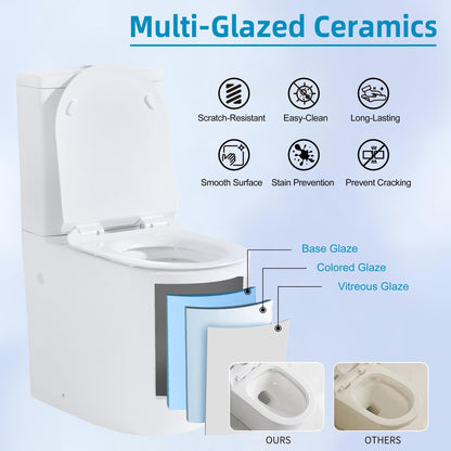 Toilette compacte monobloc CB HOME 24 pouces, siphon moderne à double chasse, siège à fermeture douce, hauteur confortable 16,5 pouces