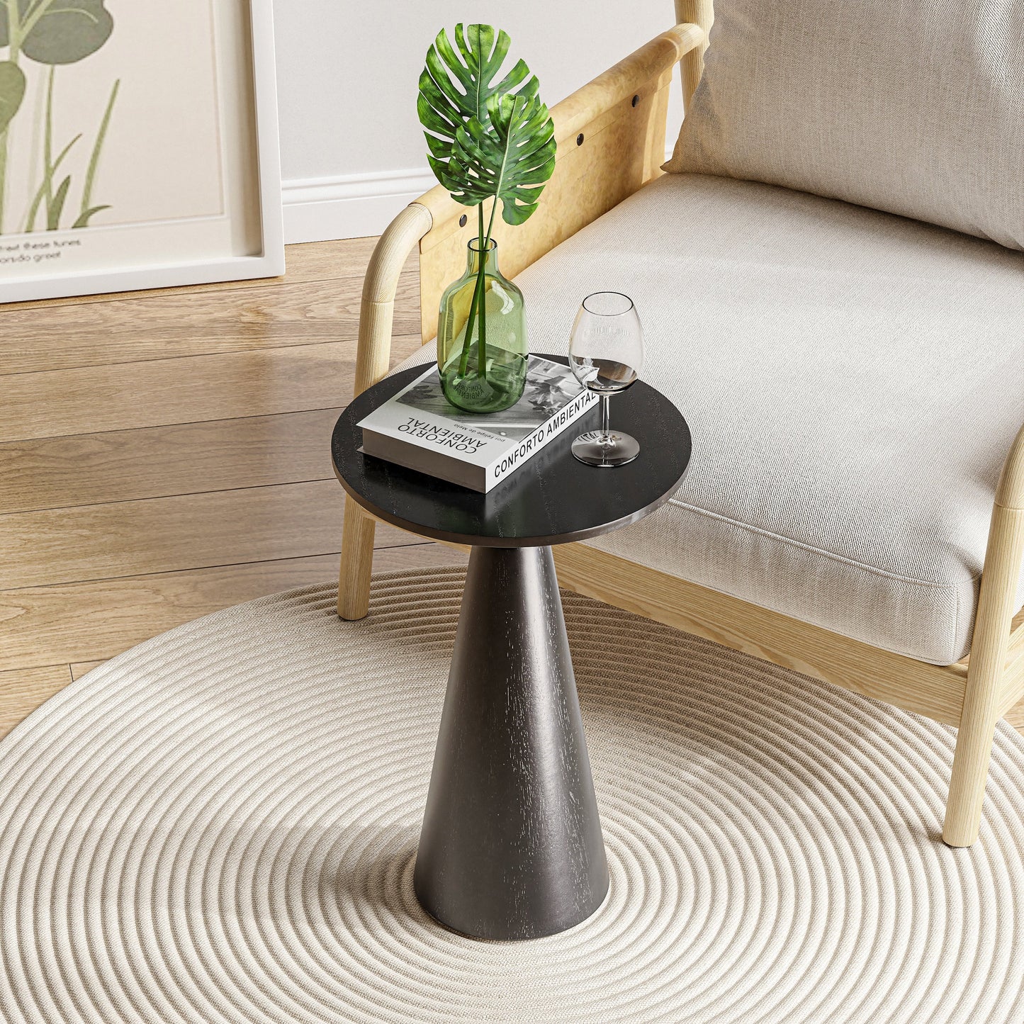 Table d'appoint sur pied de ferme COZAYH, table ronde Martini, support pour plantes en bois, petite table rustique pour boissons pour salon, chambre à coucher