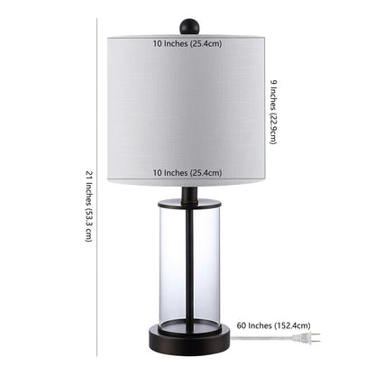 Lampe de table LED contemporaine Cabell 21 en verre, chargement USB, bronze huilé (lot de 2) par JONATHAN Y