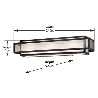 Barre de salle de bain carrée Lavery Camden, 3 lumières, en verre anthracite vieilli et grainé