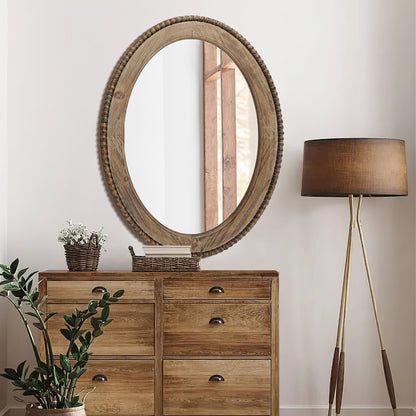 Miroir mural ovale de 81 cm avec cadre en bois Cameo, miroir mural de salle de bain – 81,9 cm (H) x 61 cm (L) x 3,2 cm (P).