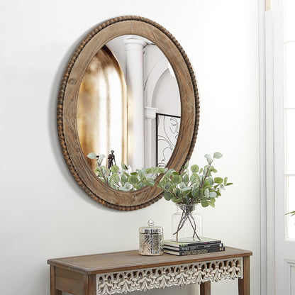 Miroir mural ovale de 81 cm avec cadre en bois Cameo, miroir mural de salle de bain – 81,9 cm (H) x 61 cm (L) x 3,2 cm (P).