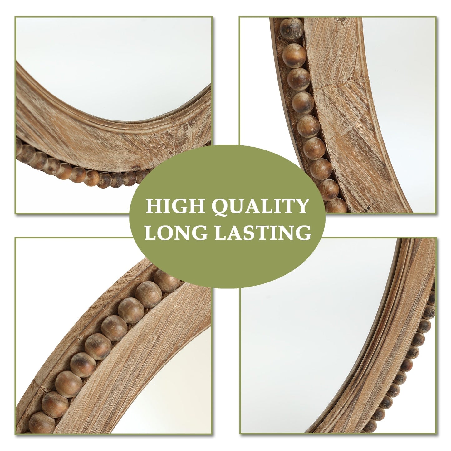 Miroir mural ovale de 81 cm avec cadre en bois Cameo, miroir mural de salle de bain – 81,9 cm (H) x 61 cm (L) x 3,2 cm (P).