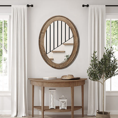 Miroir mural ovale de 81 cm avec cadre en bois Cameo, miroir mural de salle de bain – 81,9 cm (H) x 61 cm (L) x 3,2 cm (P).