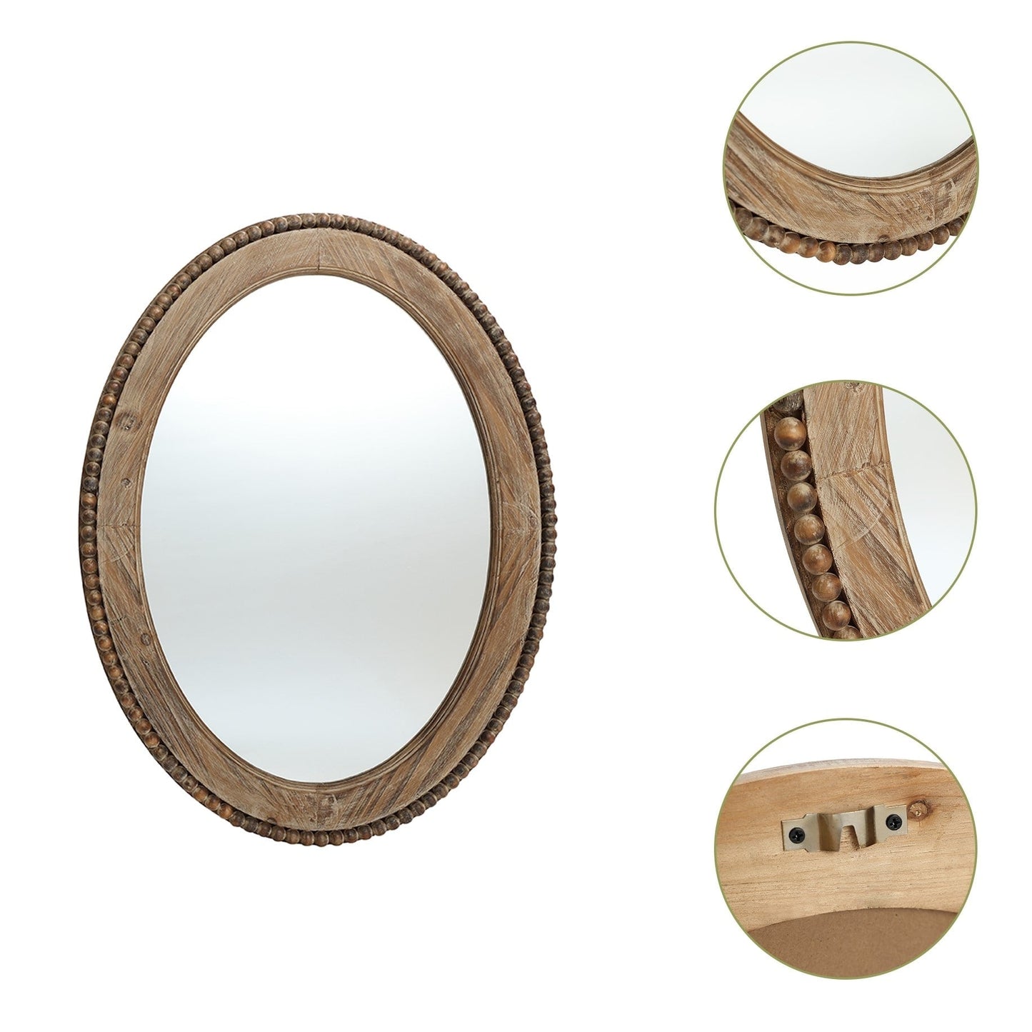 Miroir mural ovale de 81 cm avec cadre en bois Cameo, miroir mural de salle de bain – 81,9 cm (H) x 61 cm (L) x 3,2 cm (P).