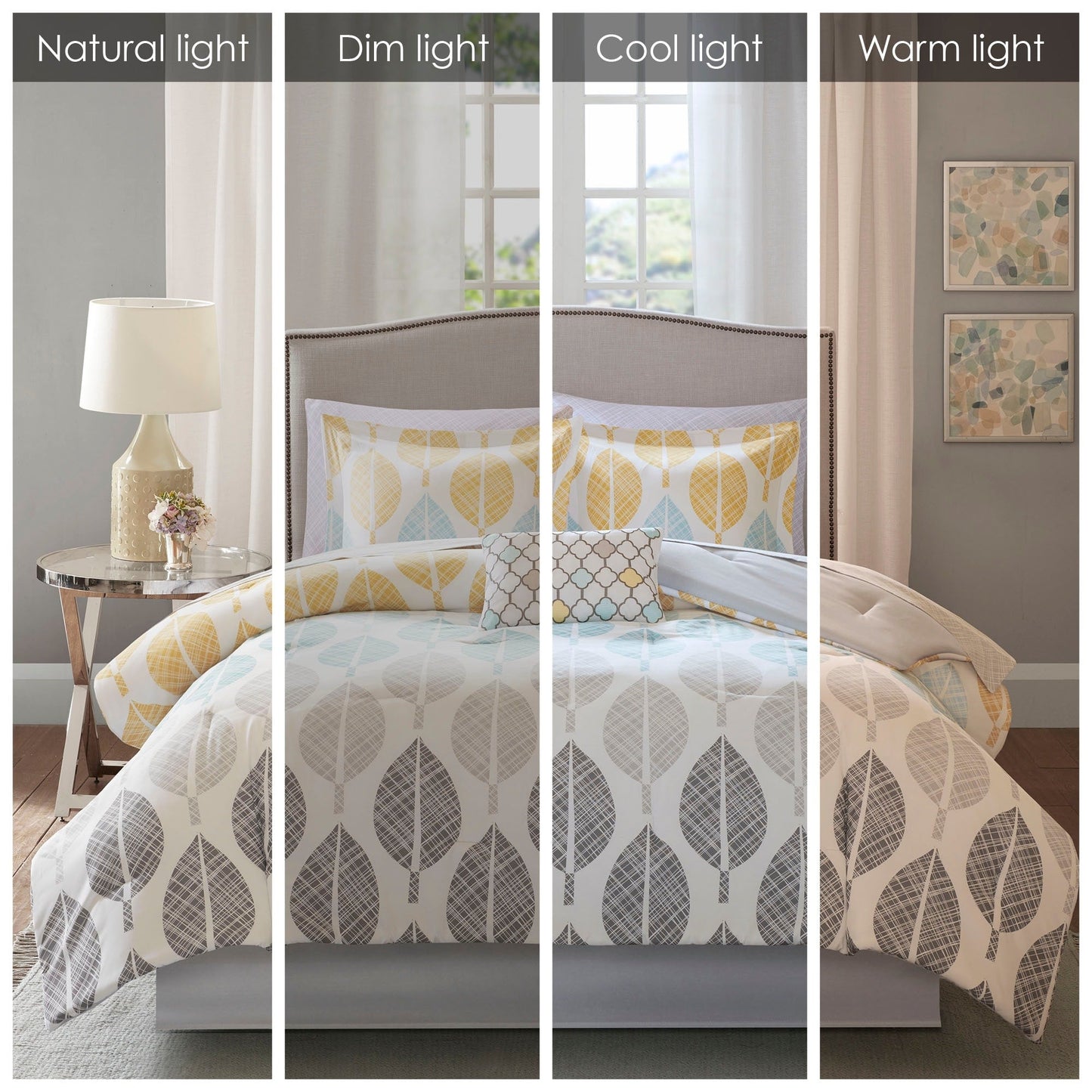 Parure de lit Madison Park Essentials Pelham Bay jaune/aqua 9 pièces avec draps en coton