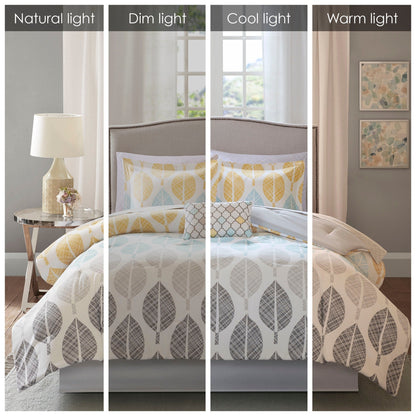 Parure de lit Madison Park Essentials Pelham Bay jaune/aqua 9 pièces avec draps en coton