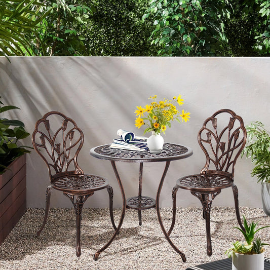 Ensemble de patio extérieur tulipe 3 pièces en aluminium avec table