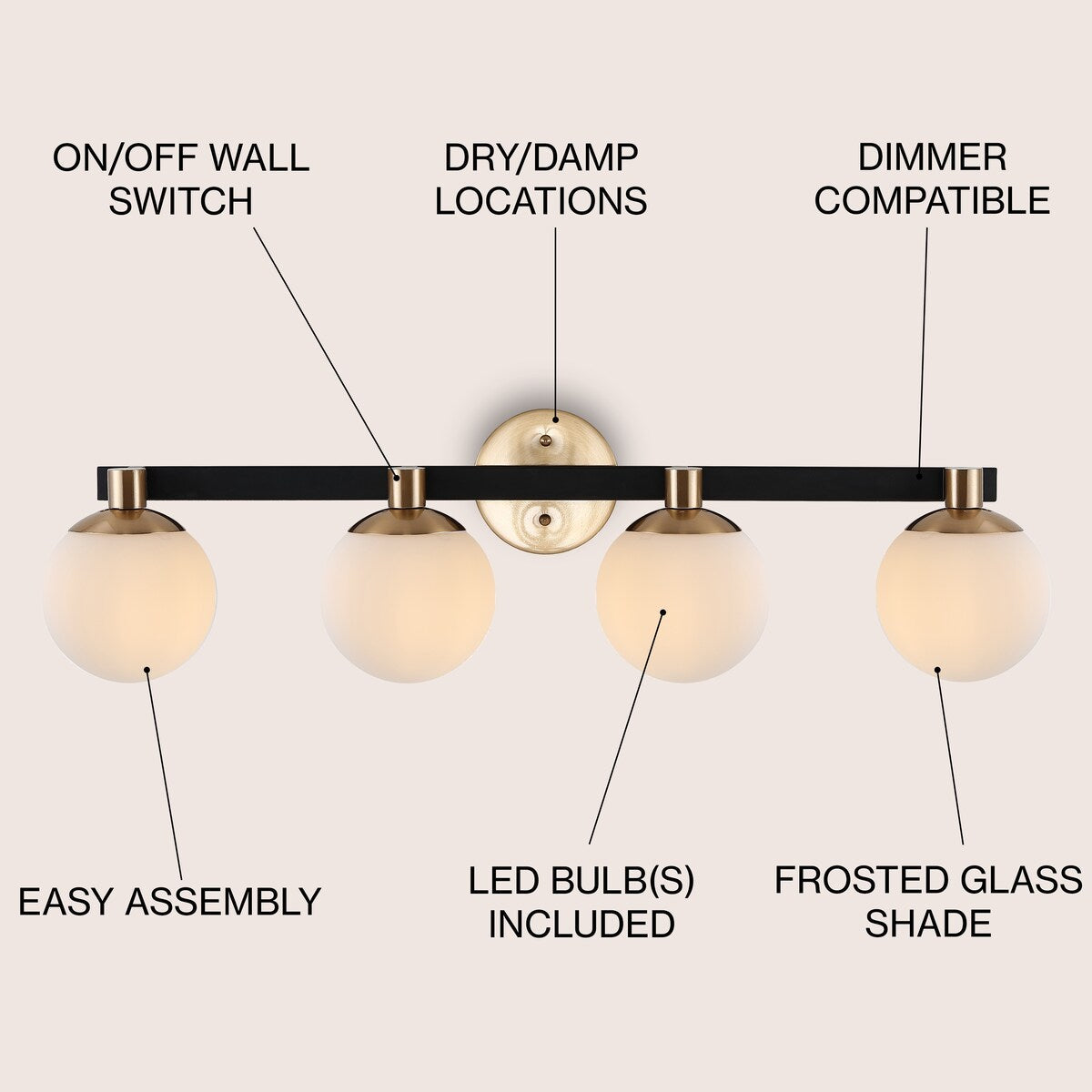 Cecil Globe - Meuble-lavabo moderne et contemporain à LED en métal et verre dépoli, par JONATHAN Y