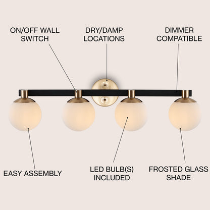 Cecil Globe - Meuble-lavabo moderne et contemporain à LED en métal et verre dépoli, par JONATHAN Y