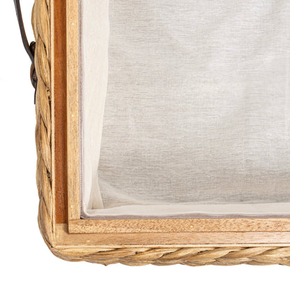 Happimess Bac de rangement sous le lit en jacinthe/bois avec roulettes et poignées