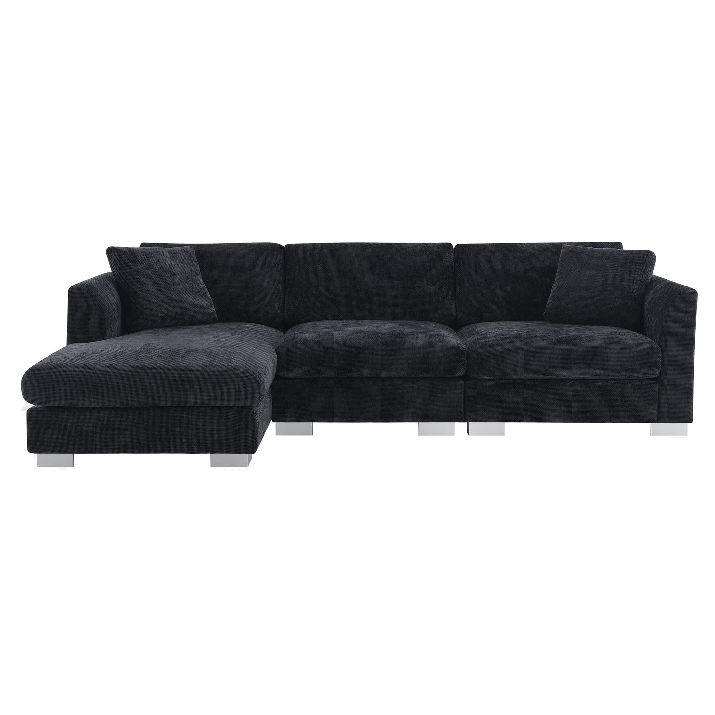 Canapé sectionnel Cloud, ensemble de canapés de luxe en forme de L avec 2 oreillers gratuits, mobilier d'intérieur 4 places en chenille avec méridienne surdimensionnée
