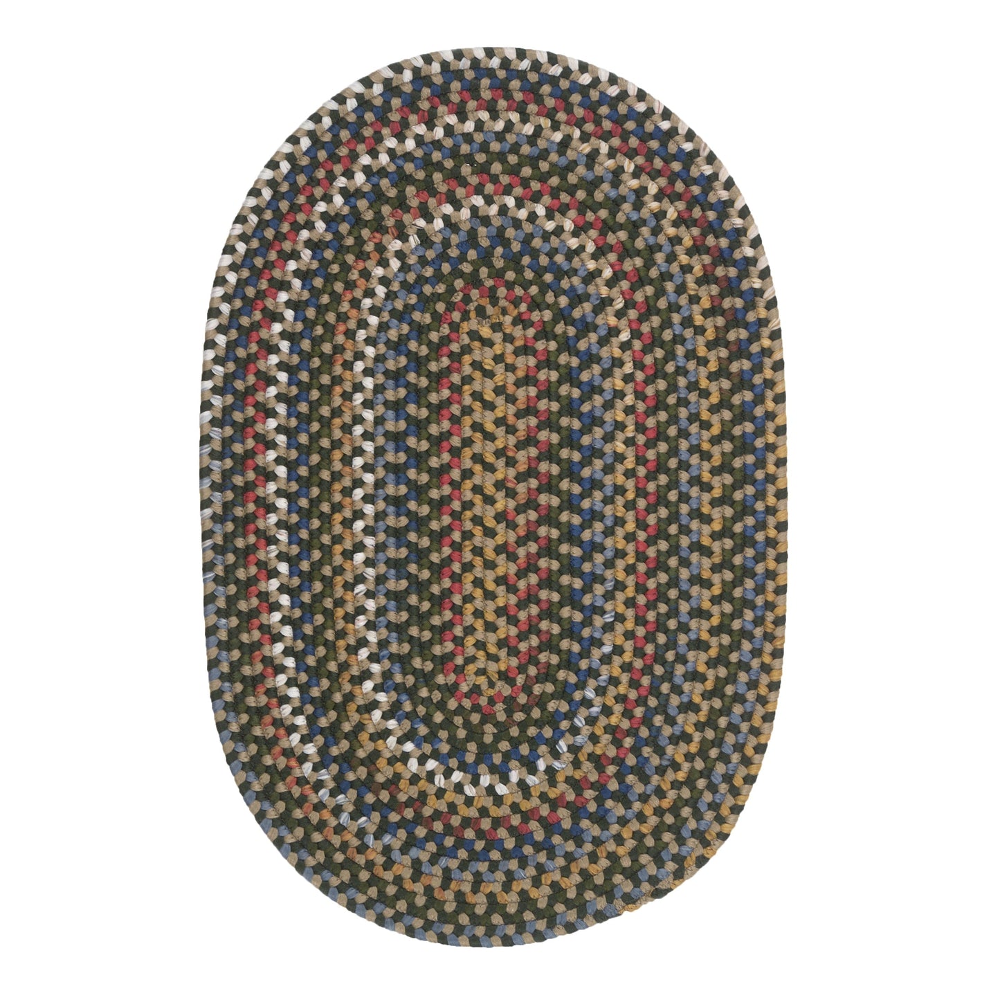 Tapis ovale tressé multicolore fait main de style ferme Colonial Mills Wayland