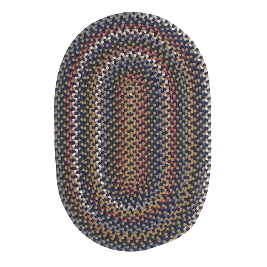 Tapis ovale tressé multicolore fait main de style ferme Colonial Mills Wayland