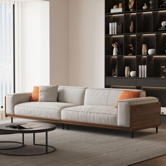 Canapé polyvalent en bois massif compressible de 111,81 pouces pour un style de vie moderne, 4 places