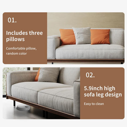Canapé polyvalent en bois massif compressible de 111,81 pouces pour un style de vie moderne, 4 places