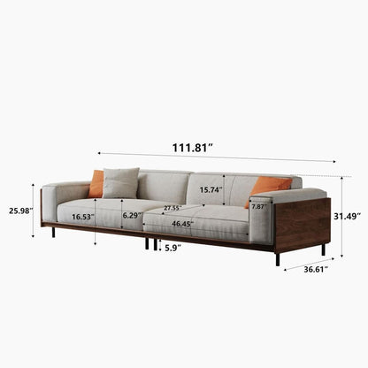 Canapé polyvalent en bois massif compressible de 111,81 pouces pour un style de vie moderne, 4 places