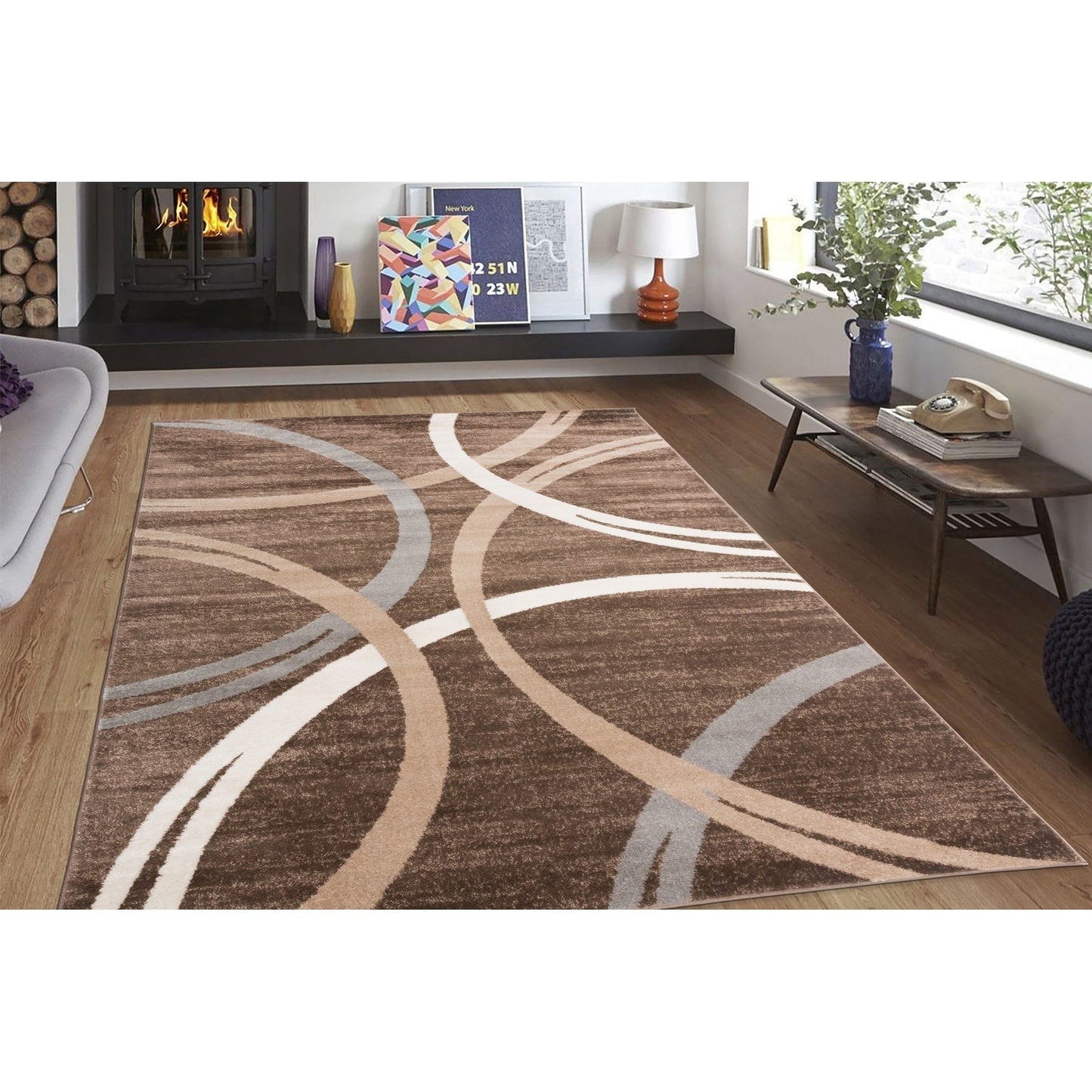 Tapis contemporain à motif de cercles abstraits, collection World Rug Gallery