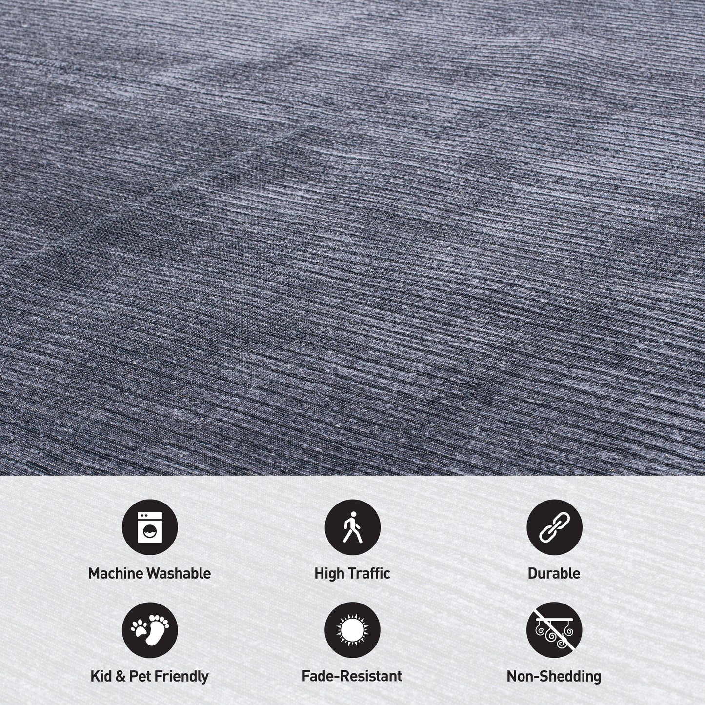 Tapis contemporain à rayures usées lavable en machine