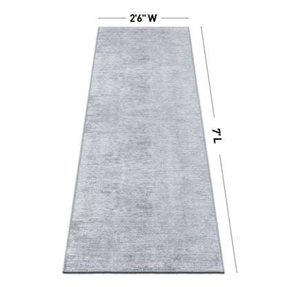 Tapis contemporain à rayures usées lavable en machine