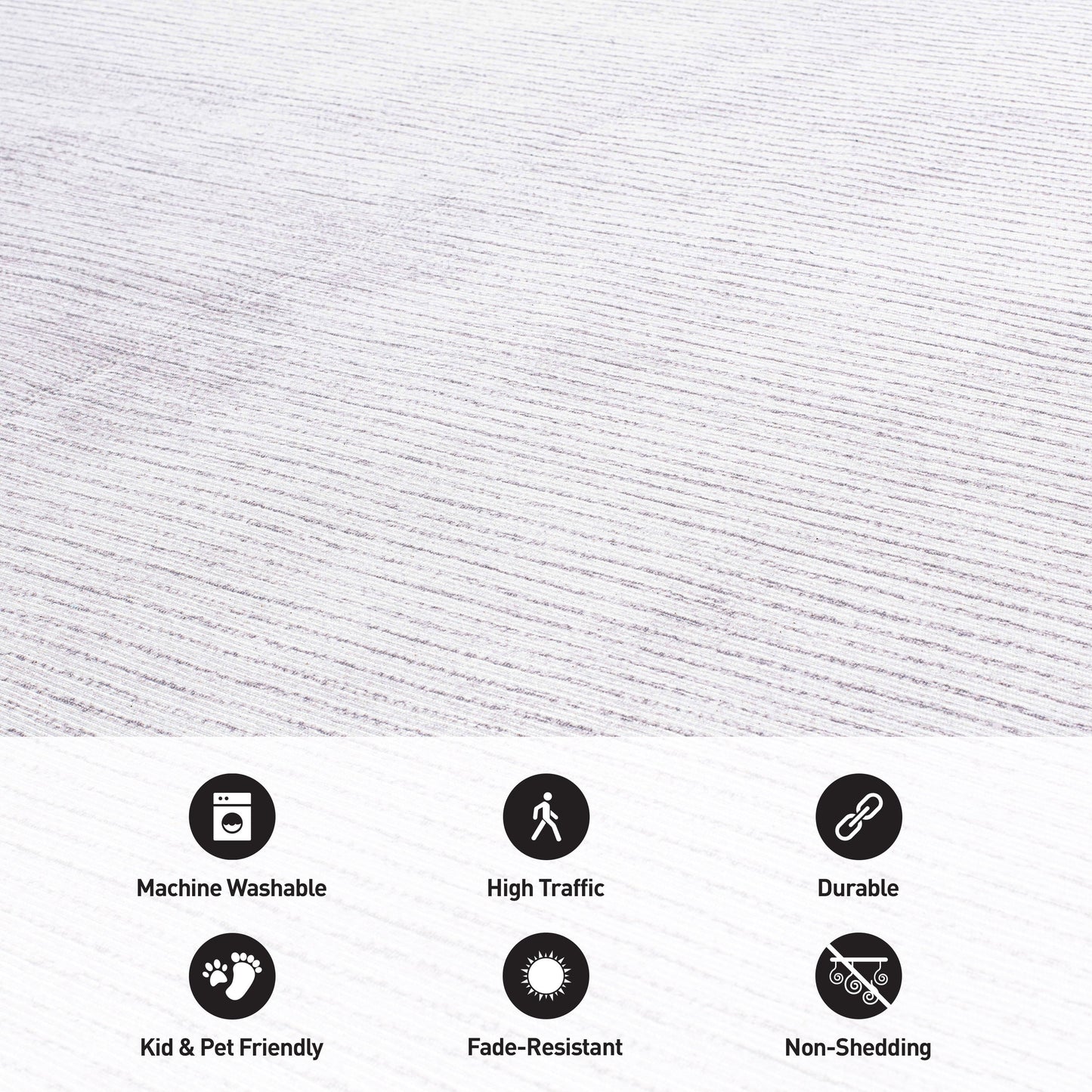 Tapis contemporain à rayures usées lavable en machine