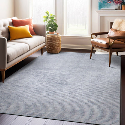 Tapis contemporain à rayures usées lavable en machine