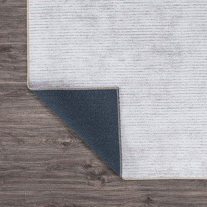 Tapis contemporain à rayures usées lavable en machine