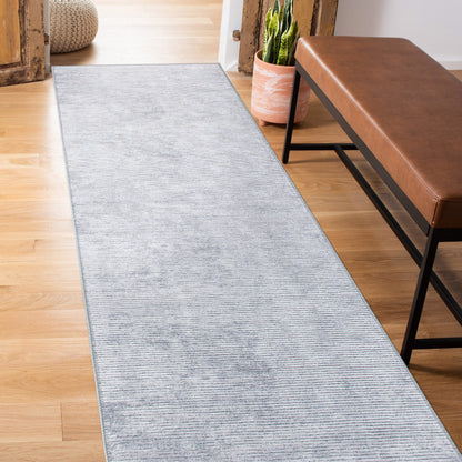 Tapis contemporain à rayures usées lavable en machine