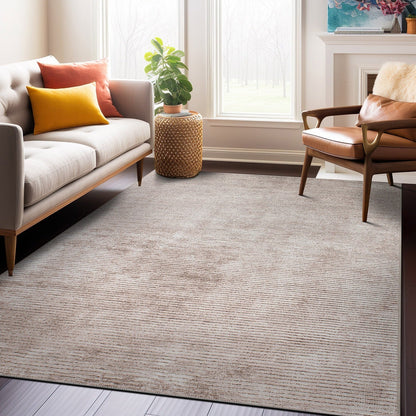 Tapis contemporain à rayures usées lavable en machine