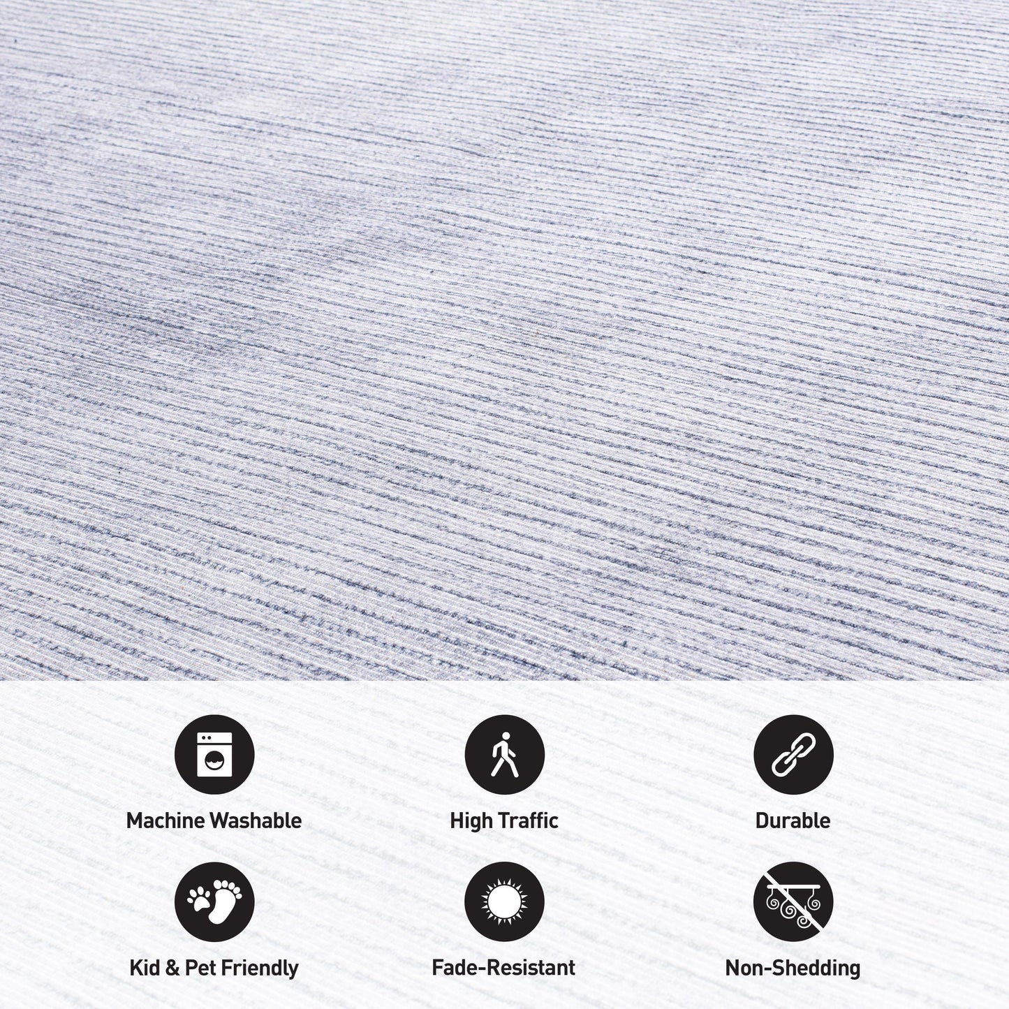 Tapis contemporain à rayures usées lavable en machine