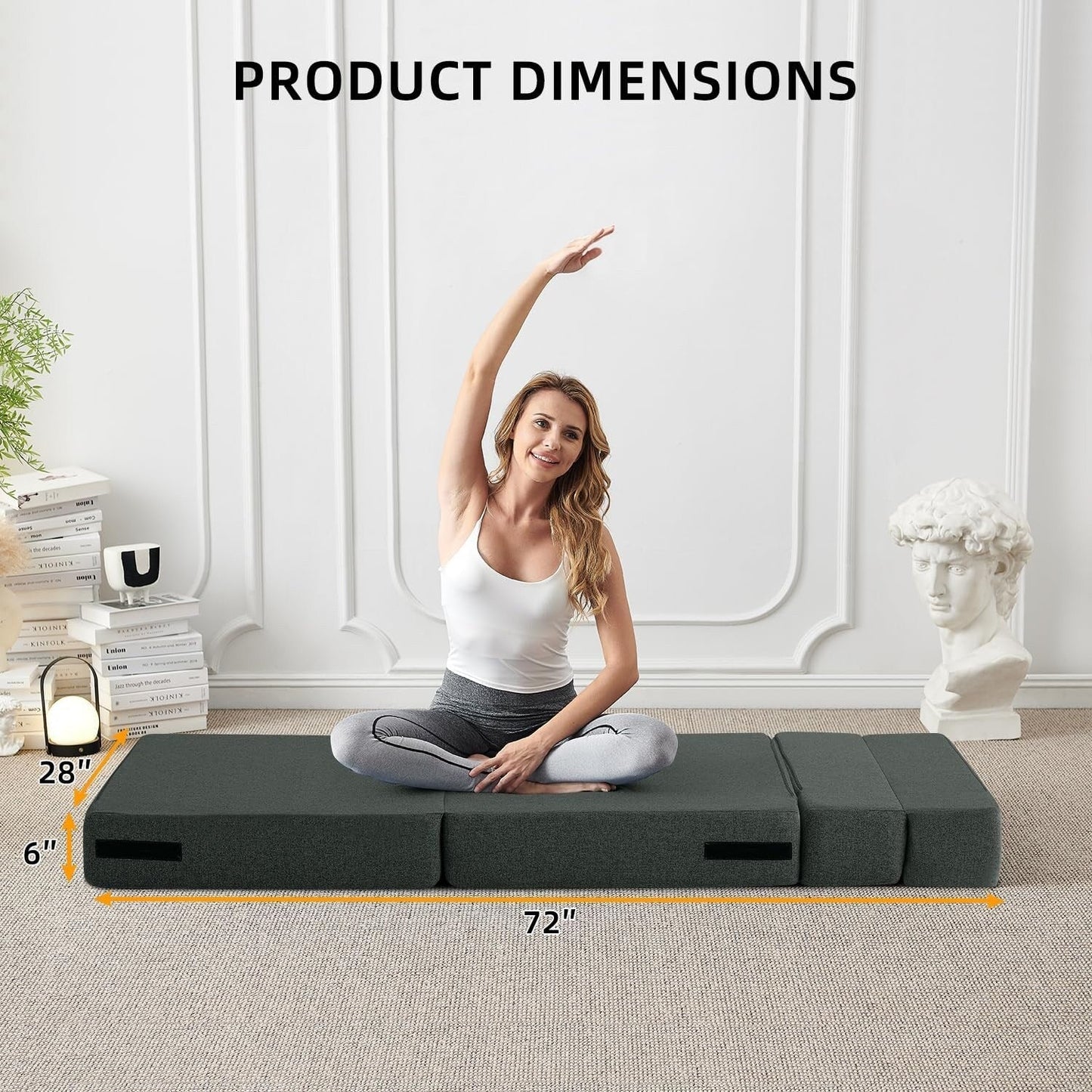 Canapé-lit convertible pliant – Fauteuil-lit moderne en lin avec oreiller et matelas pliable pour salon/dortoir/chambre d'amis