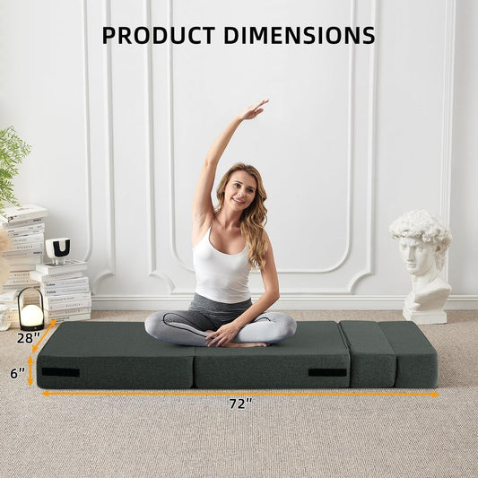 Canapé-lit convertible pliant – Fauteuil-lit moderne en lin avec oreiller et matelas pliable pour salon/dortoir/chambre d'amis