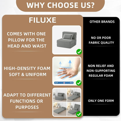 Canapé-lit convertible pliant – Fauteuil-lit moderne en lin avec oreiller et matelas pliable pour salon/dortoir/chambre d'amis