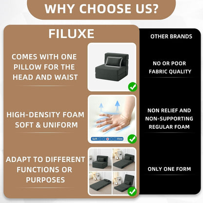 Canapé-lit convertible pliant – Fauteuil-lit moderne en lin avec oreiller et matelas pliable pour salon/dortoir/chambre d'amis