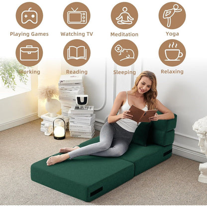 Canapé-lit convertible pliant – Fauteuil-lit moderne en lin avec oreiller et matelas pliable pour salon/dortoir/chambre d'amis
