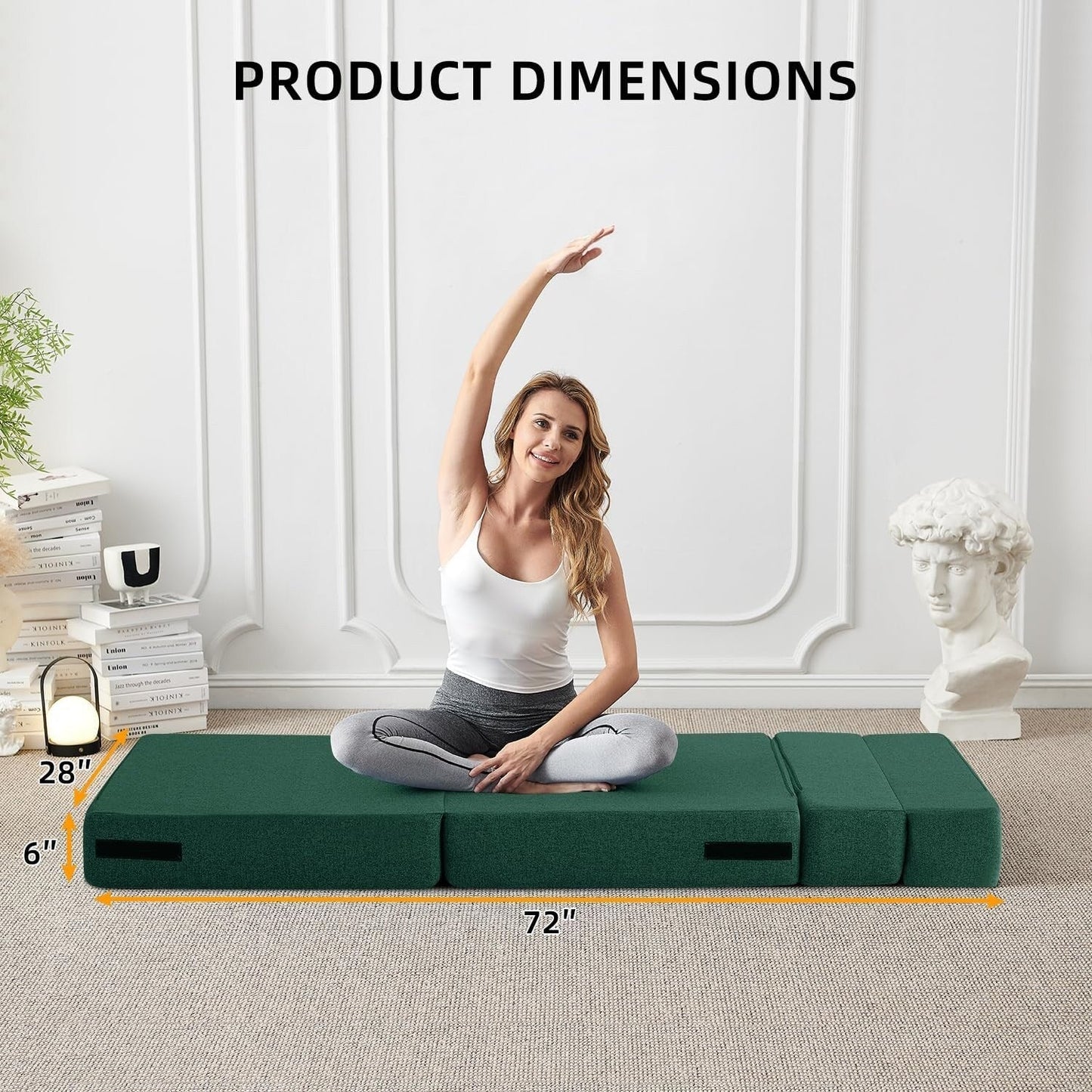 Canapé-lit convertible pliant – Fauteuil-lit moderne en lin avec oreiller et matelas pliable pour salon/dortoir/chambre d'amis