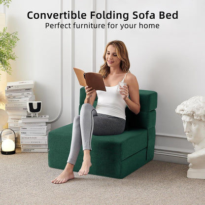 Canapé-lit convertible pliant – Fauteuil-lit moderne en lin avec oreiller et matelas pliable pour salon/dortoir/chambre d'amis