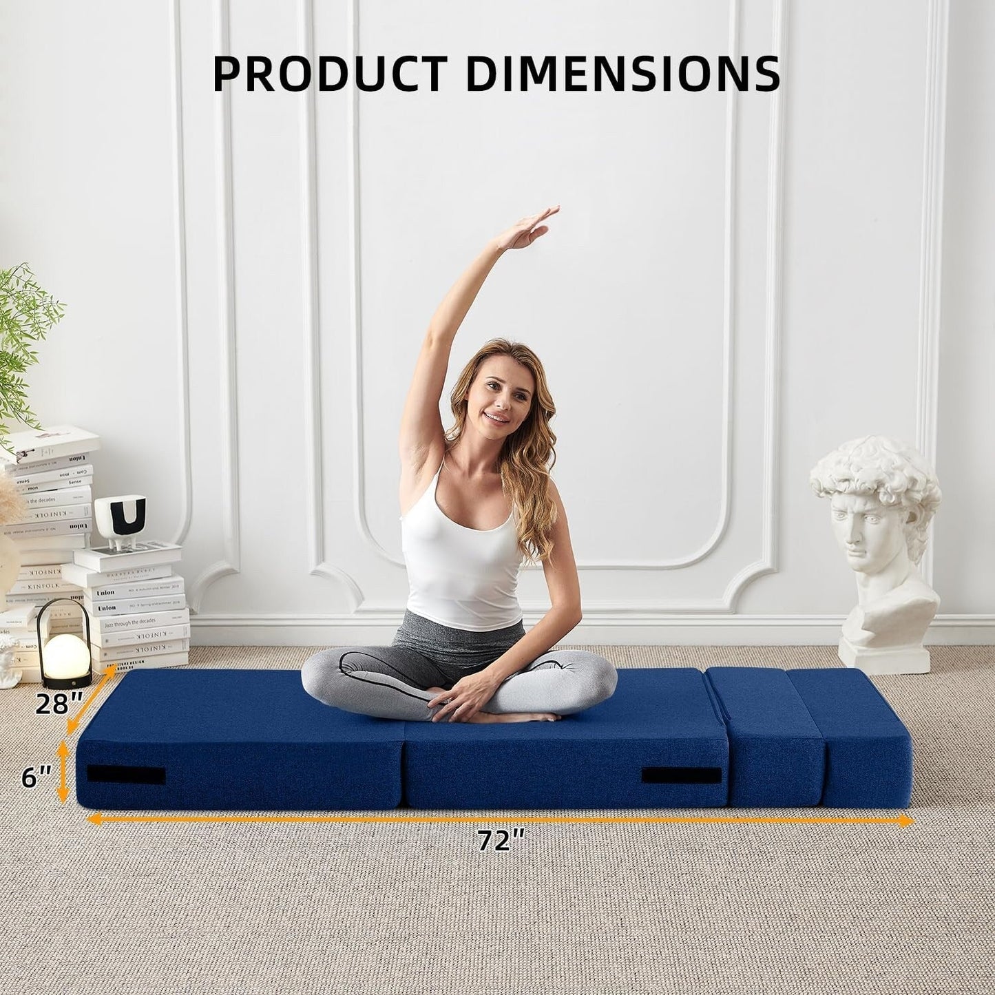 Canapé-lit convertible pliant – Fauteuil-lit moderne en lin avec oreiller et matelas pliable pour salon/dortoir/chambre d'amis