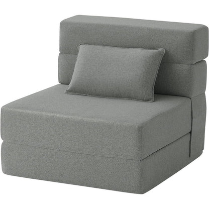 Canapé-lit convertible pliant – Fauteuil-lit moderne en lin avec oreiller et matelas pliable pour salon/dortoir/chambre d'amis
