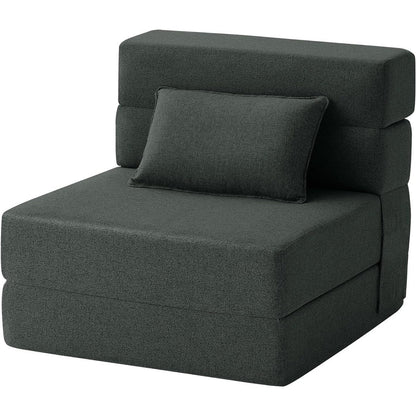 Canapé-lit convertible pliant – Fauteuil-lit moderne en lin avec oreiller et matelas pliable pour salon/dortoir/chambre d'amis