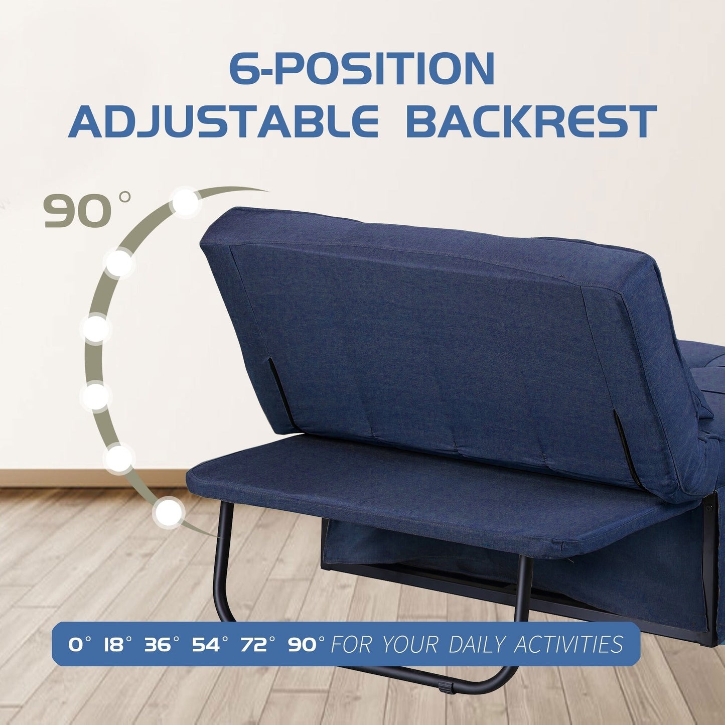 Canapé-lit convertible, fauteuil inclinable et ottoman pliable pour salon