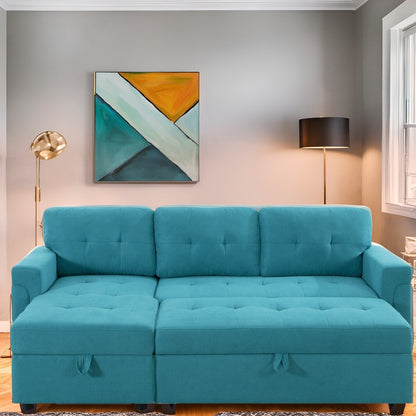 Canapé sectionnel convertible réversible avec lit gigogne, méridienne avec rangement dissimulé et pieds robustes