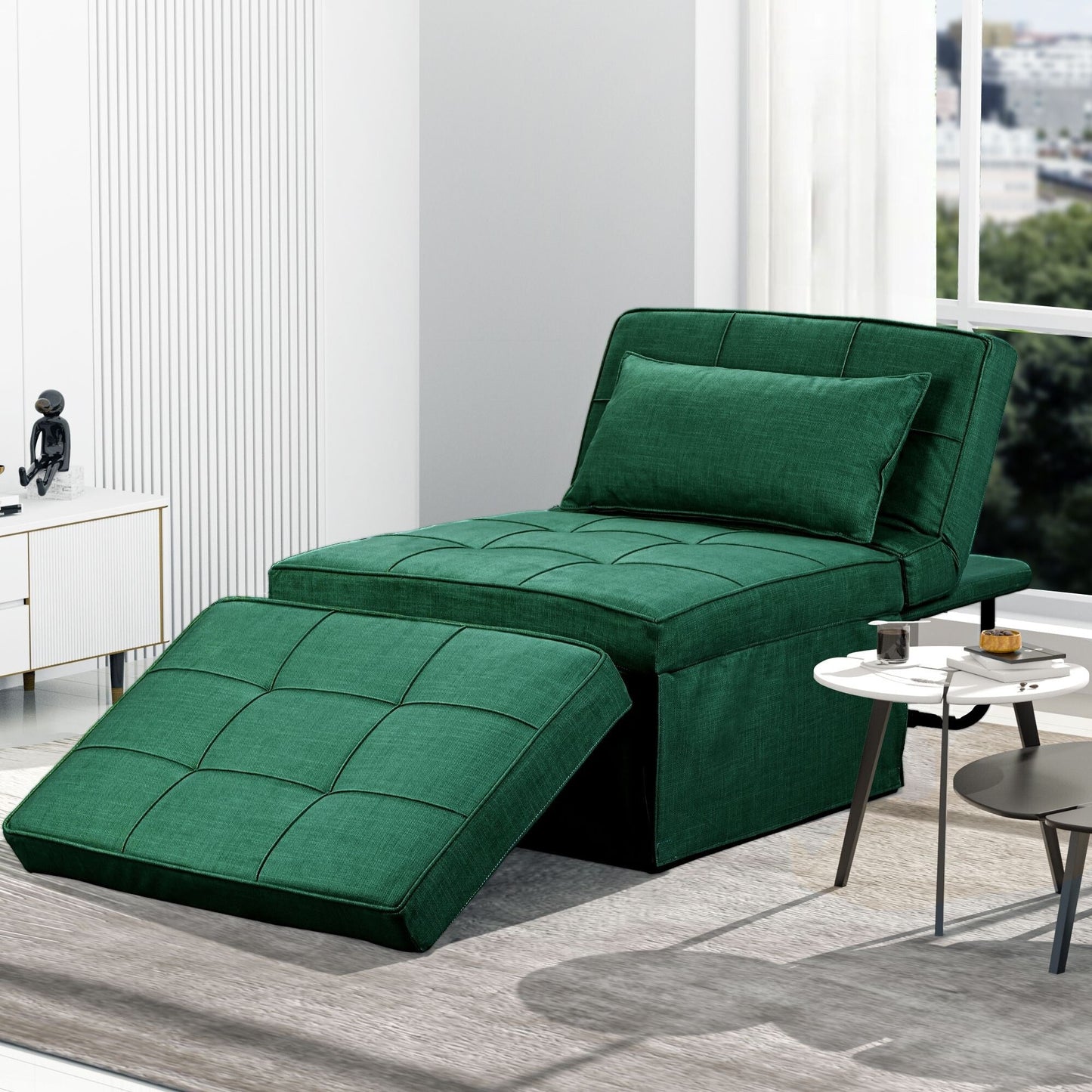 Canapé-lit convertible, fauteuil inclinable et ottoman pliable pour salon