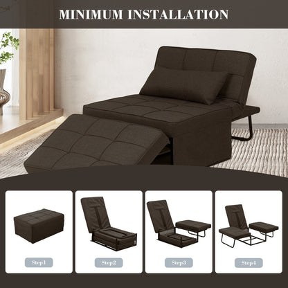 Canapé-lit convertible, fauteuil inclinable et ottoman pliable pour salon