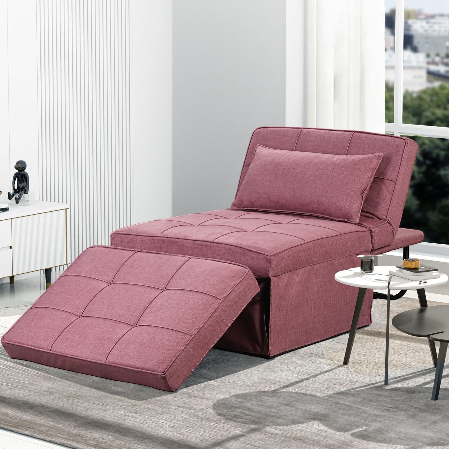 Canapé-lit convertible, fauteuil inclinable et ottoman pliable pour salon