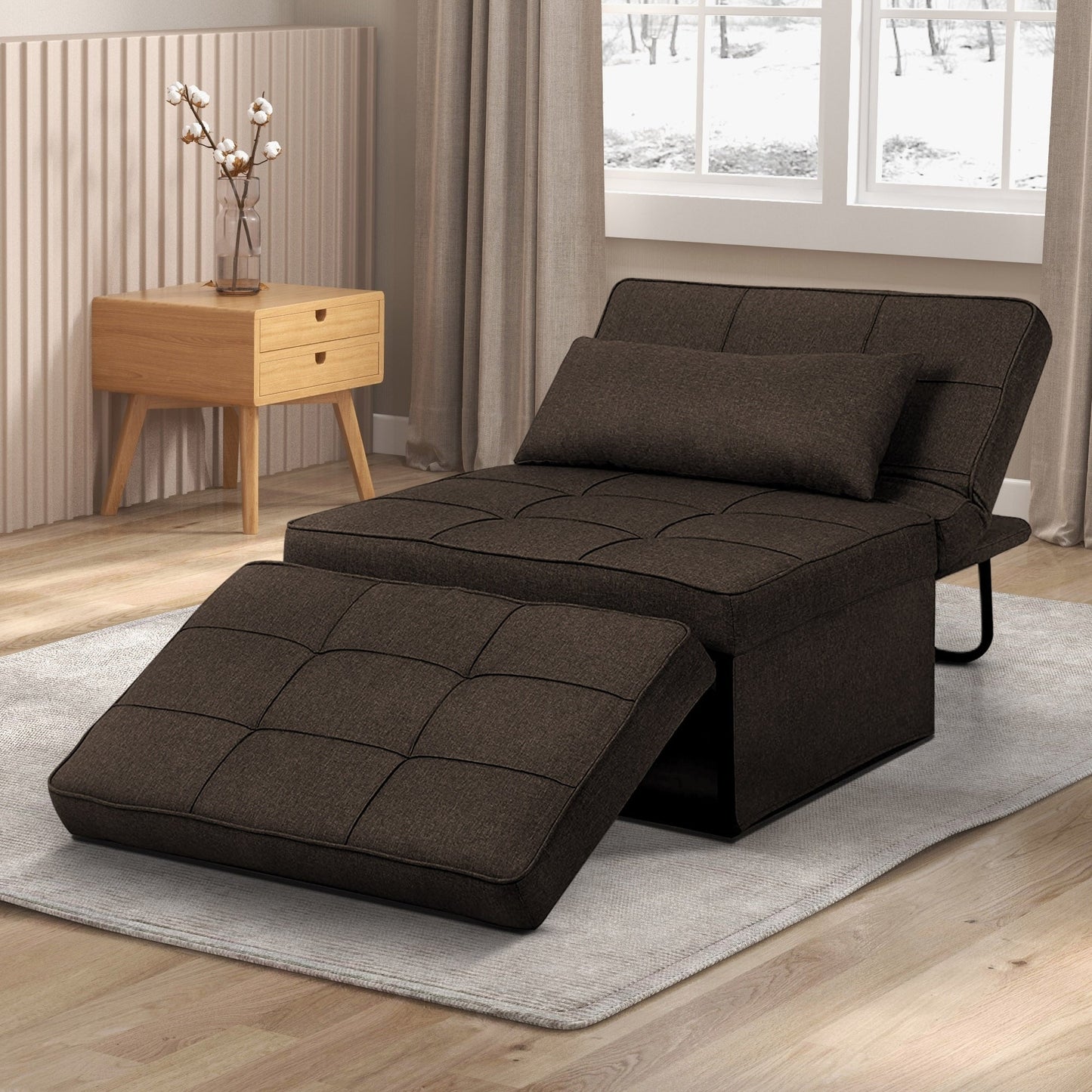 Canapé-lit convertible, fauteuil inclinable et ottoman pliable pour salon