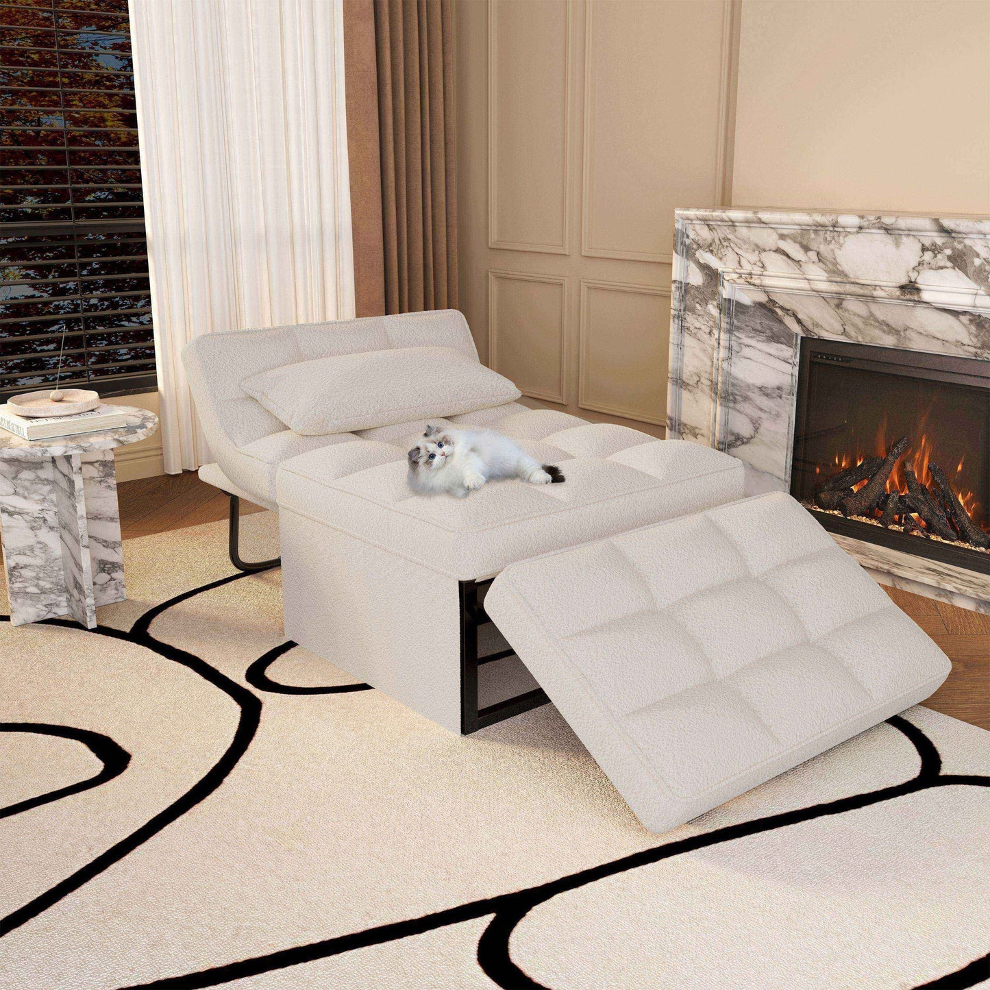 Canapé-lit convertible, fauteuil inclinable et ottoman pliable pour salon