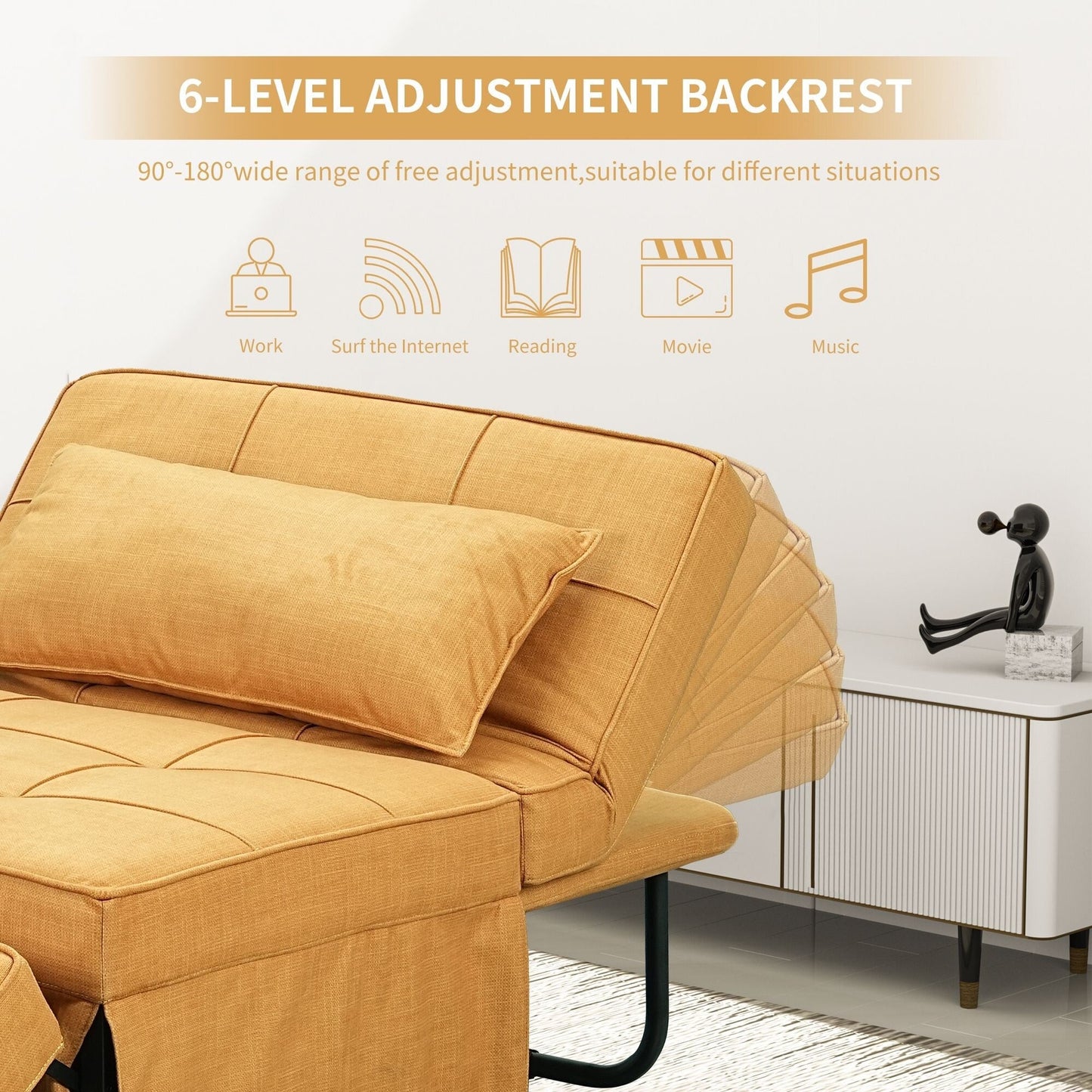 Canapé-lit convertible, fauteuil inclinable et ottoman pliable pour salon