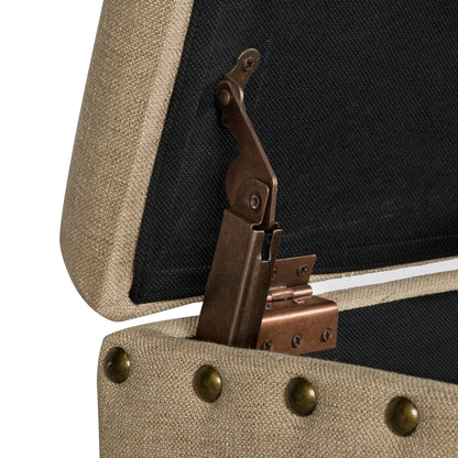 Banc de rangement rembourré Copper Grove Muscari avec garniture cloutée